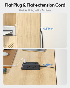 NTONPOWER three-sided outlet layout preventing blocked sockets for convenience