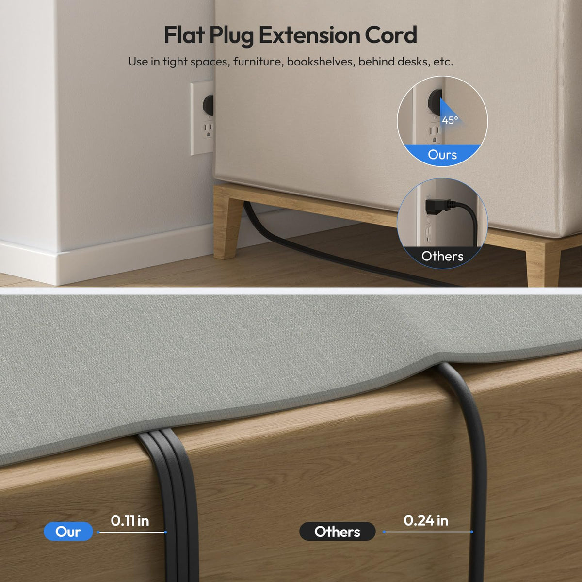 NTONPOWER side view with three-sided outlets and wide spacing to fit adapters