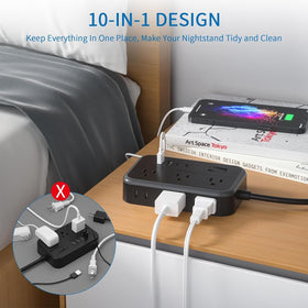 NTONPOWER side angle showing widely spaced outlets that accept large adapters