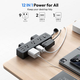 NTONPOWER side view showing nine AC outlets and wide adapter spacing