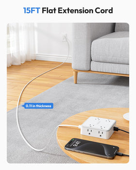 NTONPOWER side view showing widely spaced outlets allowing bulky adapters to fit easily