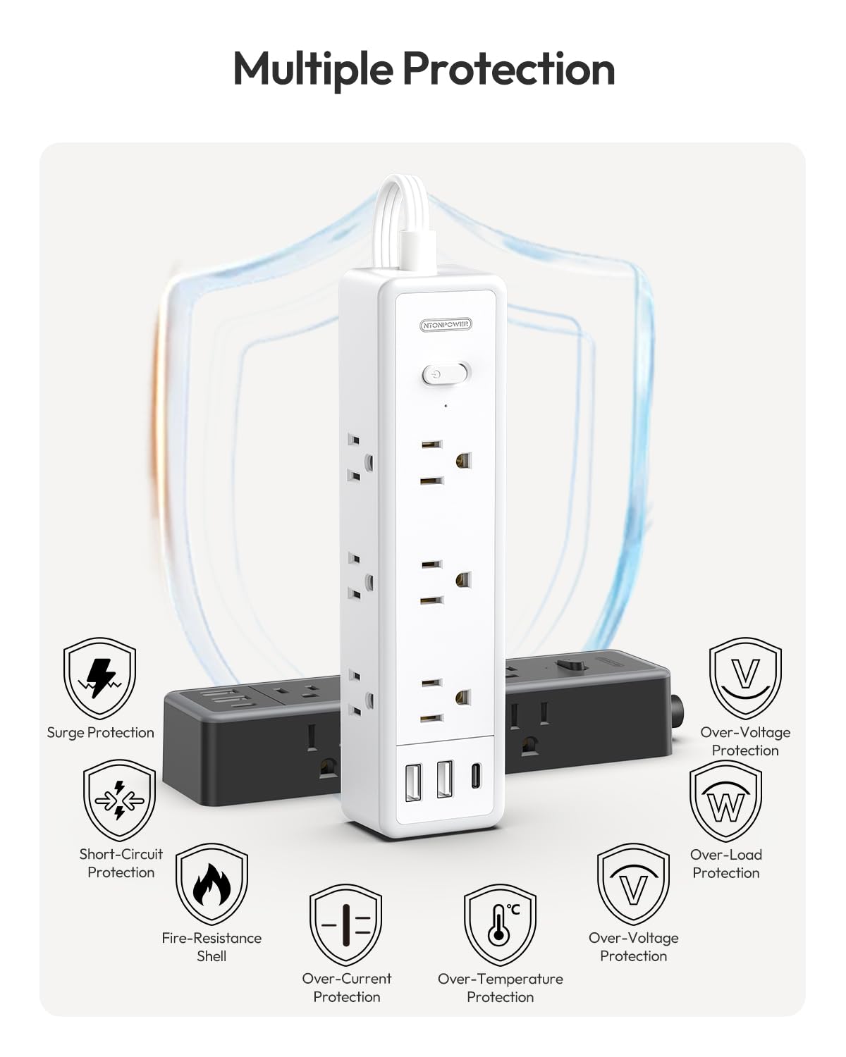 NTONPOWER silicone feet on base providing stable non-slip desktop placement