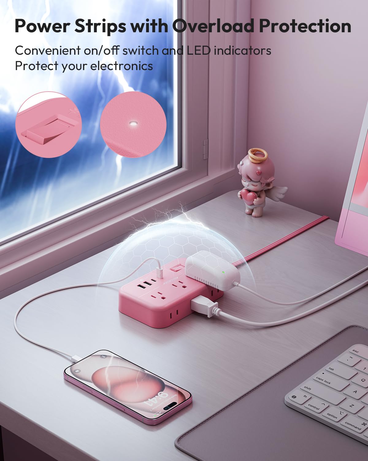 NTONPOWER six widely spaced outlets layout accommodating bulky adapters safely