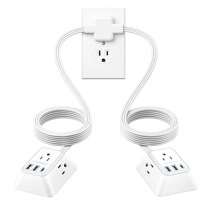 NTONPOWER split extension cord front view showing dual 6ft arms and outlets for convenient access