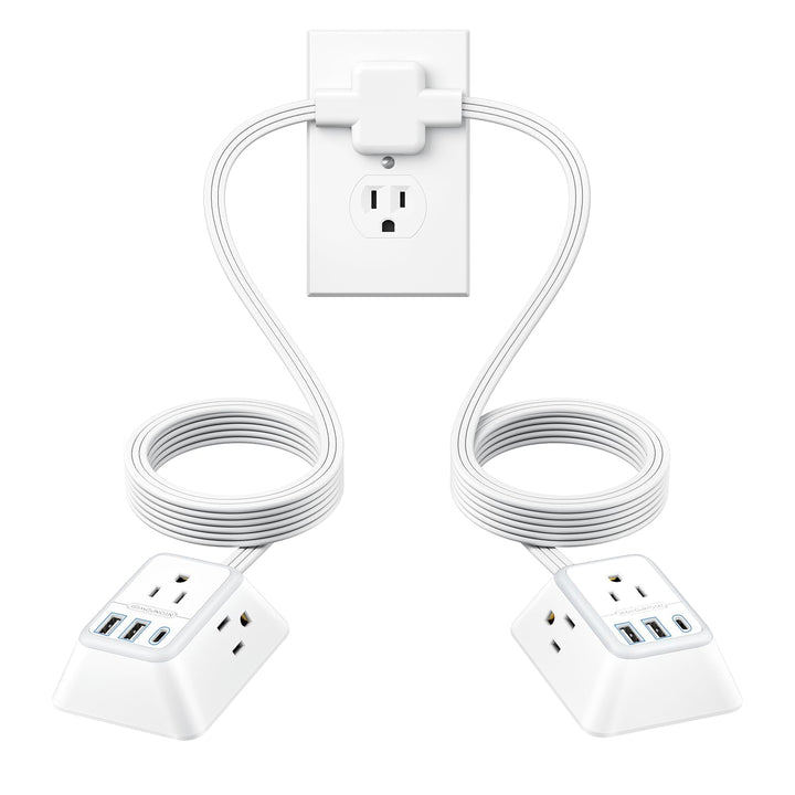NTONPOWER split extension cord front view showing dual 6ft arms and outlets for convenient access