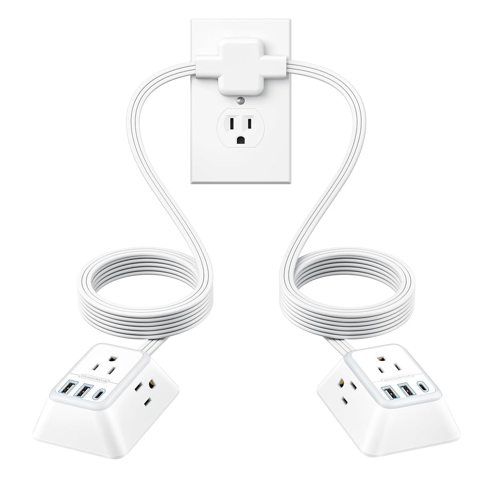 NTONPOWER split extension cord front view showing dual 6ft arms and outlets for convenient access