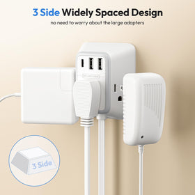 NTONPOWER three-sided outlets detail preventing adapter crowding and enabling multiple plugs