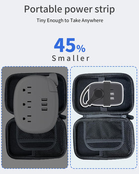 NTONPOWER travel power strip showing two outlets for simultaneous charging