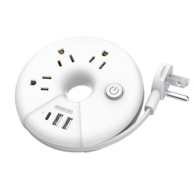 NTONPOWER travel power strip with three outlets and USB-C port for hotel room charging