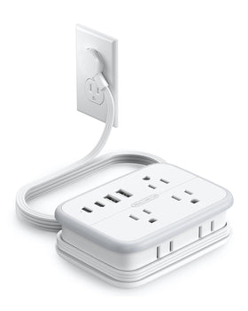 NTONPOWER travel power strip with six outlets and USB-C ports for versatile charging on the go.