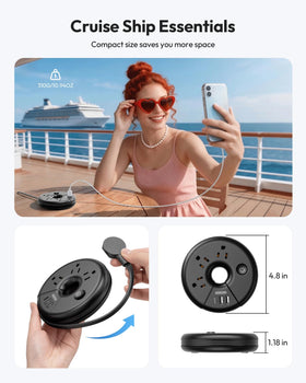 NTONPOWER nightstand setup supports Bluetooth speakers, phones, and tablets.