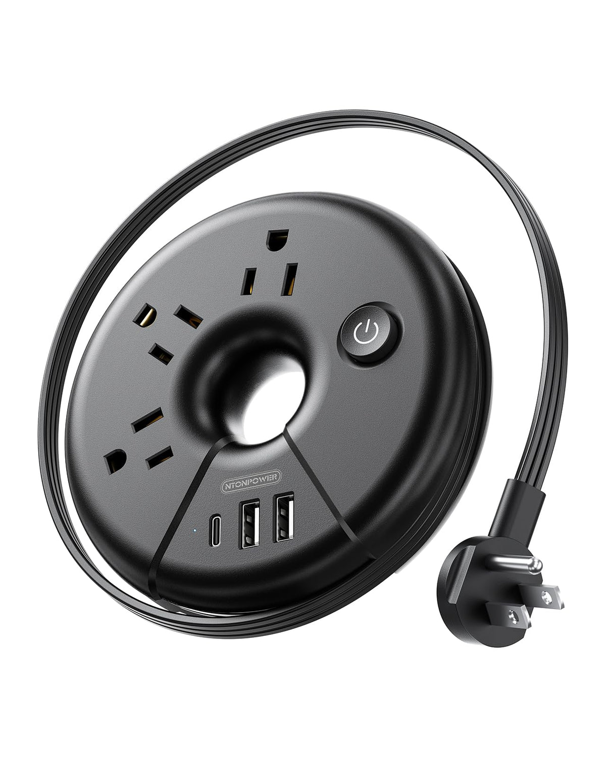 NTONPOWER travel power strip with outlets and USB ports for convenient charging on the go.