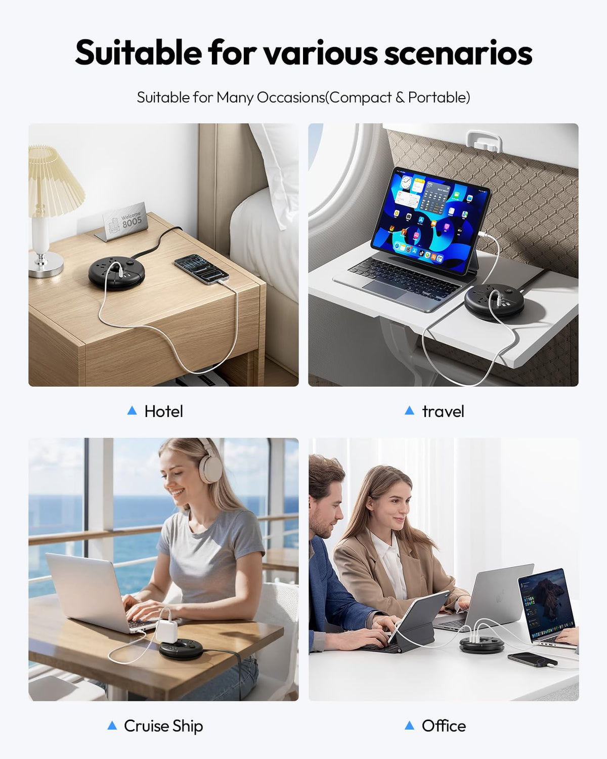 NTONPOWER 15-inch cord keeps cables tidy in small spaces.