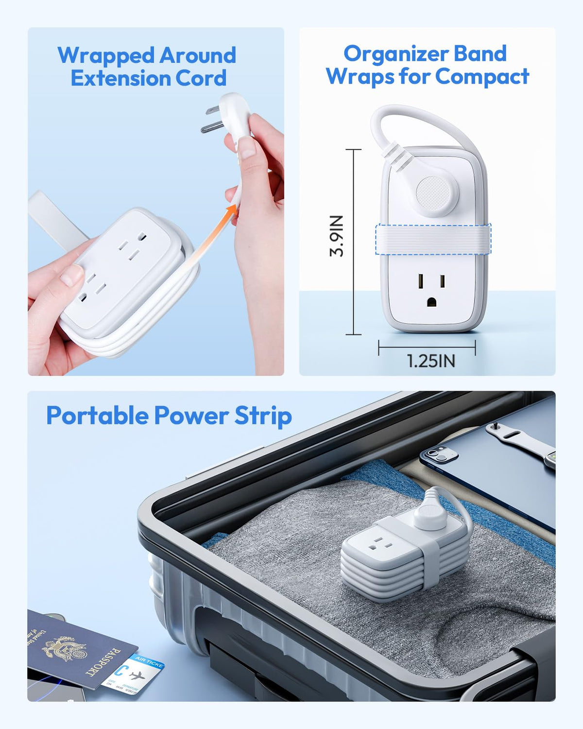 NTONPOWER wrap-around cord keeps cables tidy during travel