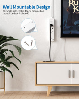 NTONPOWER outlet and USB detail showing five-device simultaneous charging