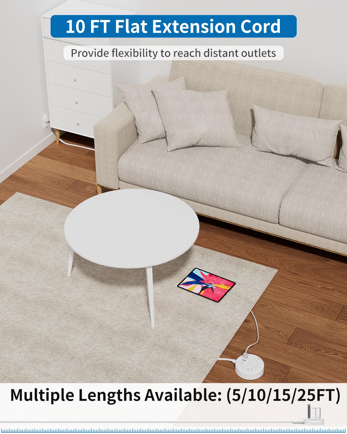 NTONPOWER ultra-thin flat plug hugs the wall to free space.