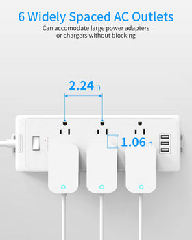 NTONPOWER power strip with three USB ports for convenient charging