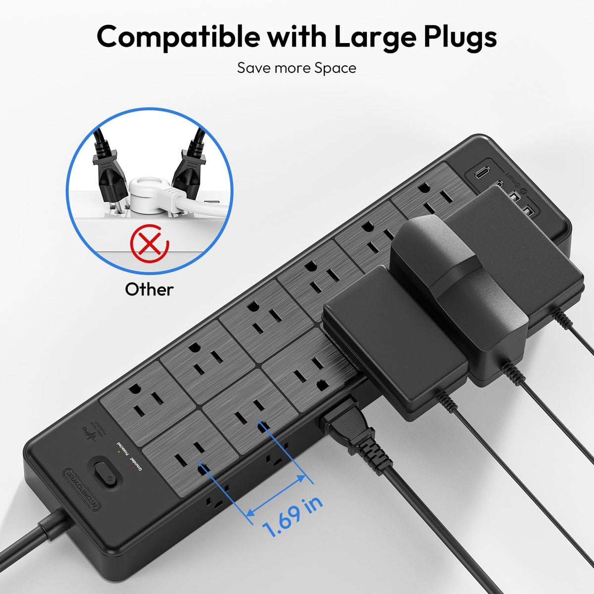NTONPOWER USB-C and USB-A ports visible for fast phone charging