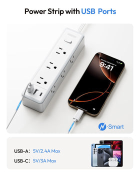 NTONPOWER USB ports detail with USB‑C and USB‑A for fast device charging
