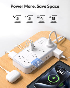 NTONPOWER USB ports detail displaying two USB-C and two USB-A for fast charging
