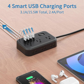 NTONPOWER close detail of two USB‑C and two USB‑A ports for fast charging