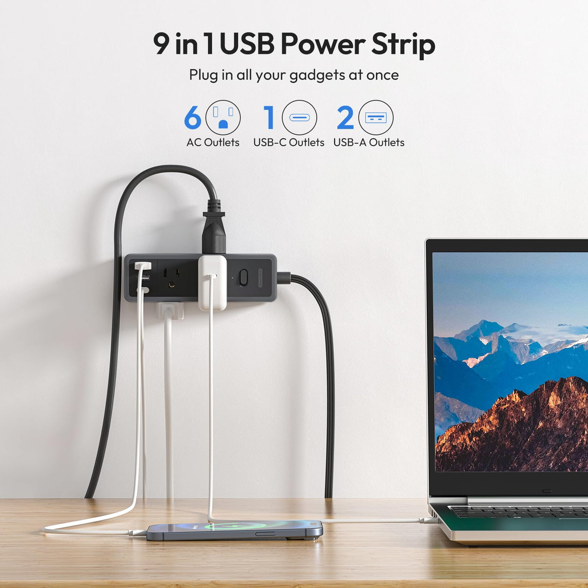 NTONPOWER USB-C and USB-A ports power multiple devices simultaneously.