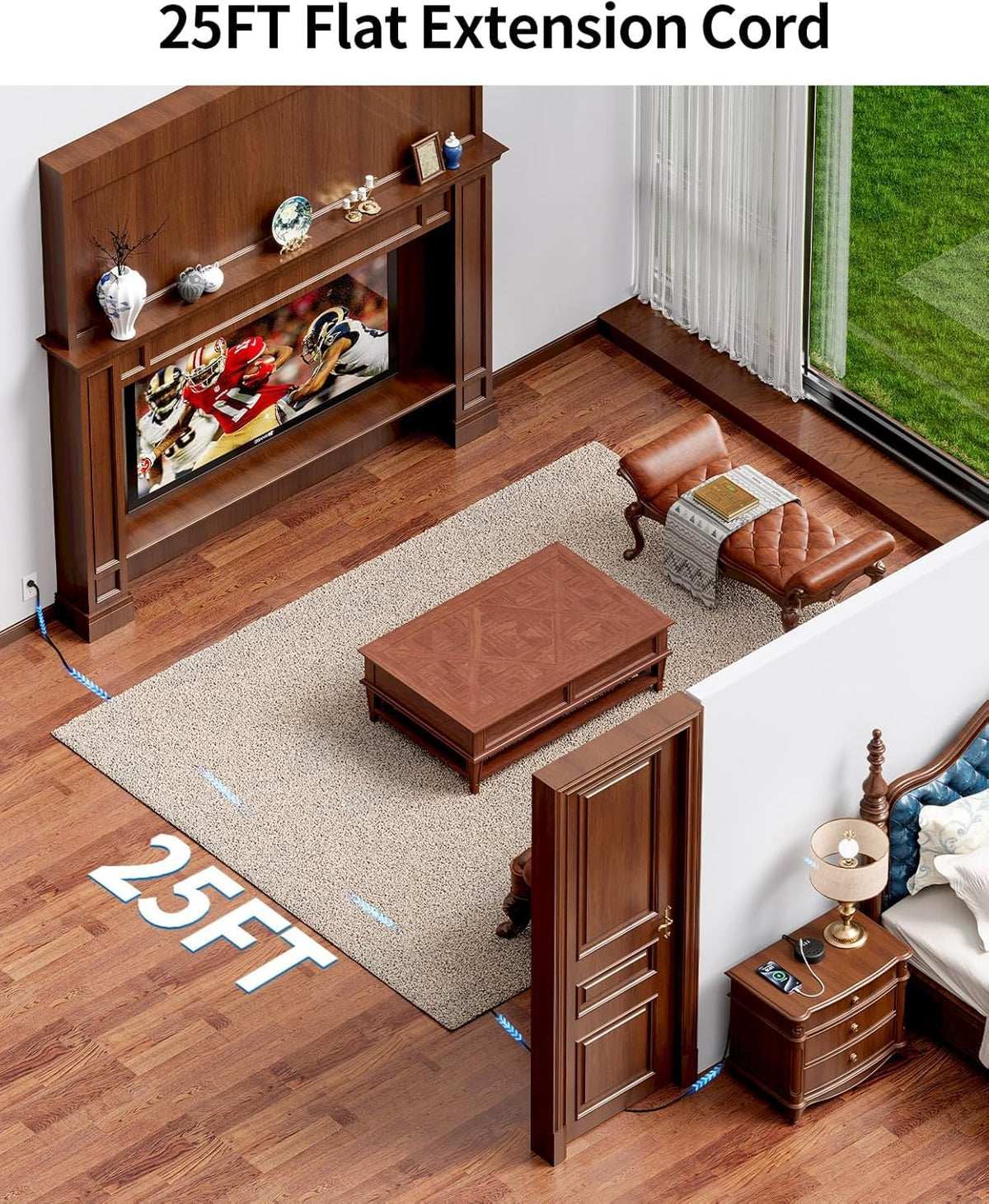 NTONPOWER wall-mountable power strip with adhesive back for easy, drill-free mounting