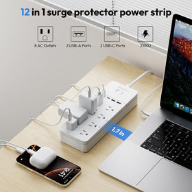 NTONPOWER top view highlighting widely spaced outlets to fit bulky adapters