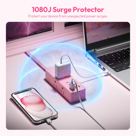 NTONPOWER pink hidden-cord-behind-furniture keeps living space clean and accessible.
