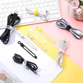 Nuanchu cable ties with buckle adjustment showing customizable length for various cords.
