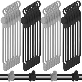 Nuanchu silicone cable ties in black and gray with adjustable buckle for tidy cables.