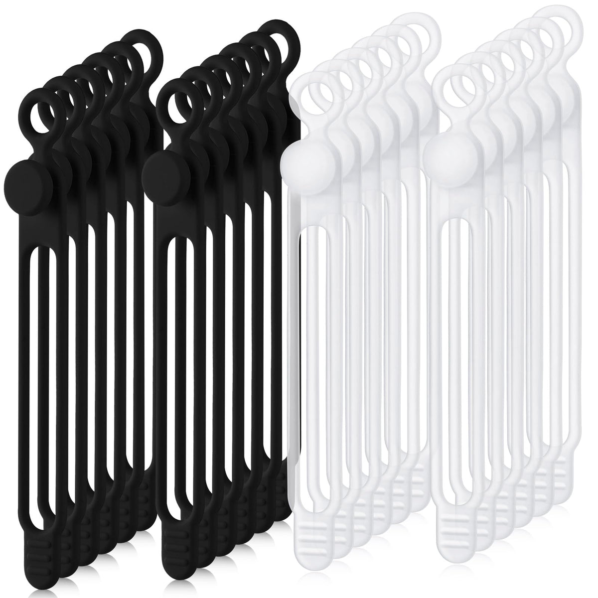 Nuanchu silicone cable ties 40-piece pack in black and translucent for tidy cables