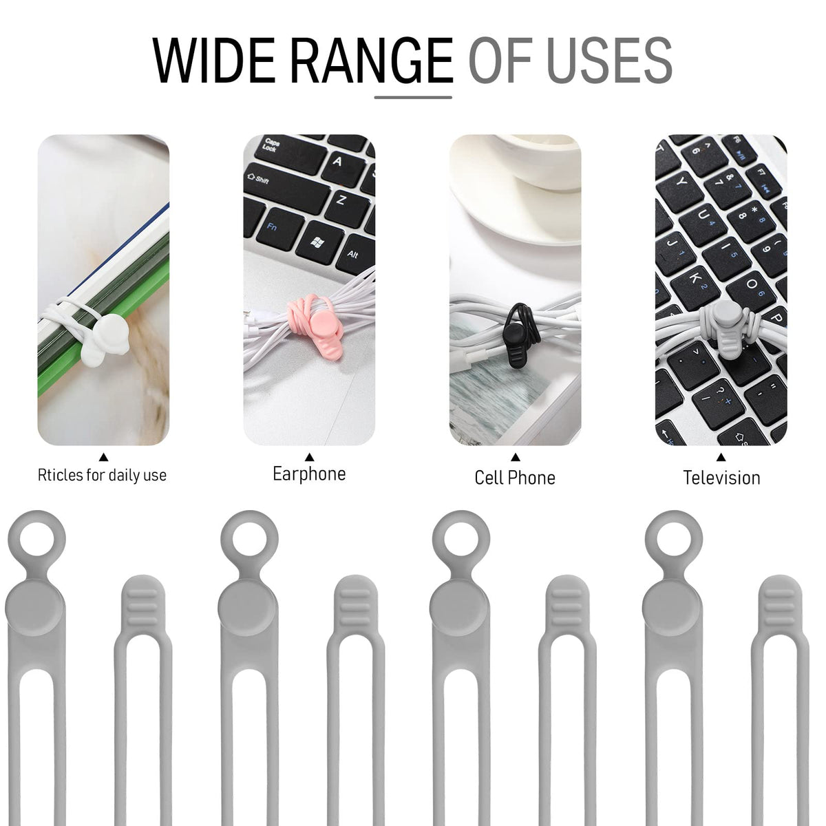 Nuanchu silicone ties with adjustable buckle stack cables neatly.