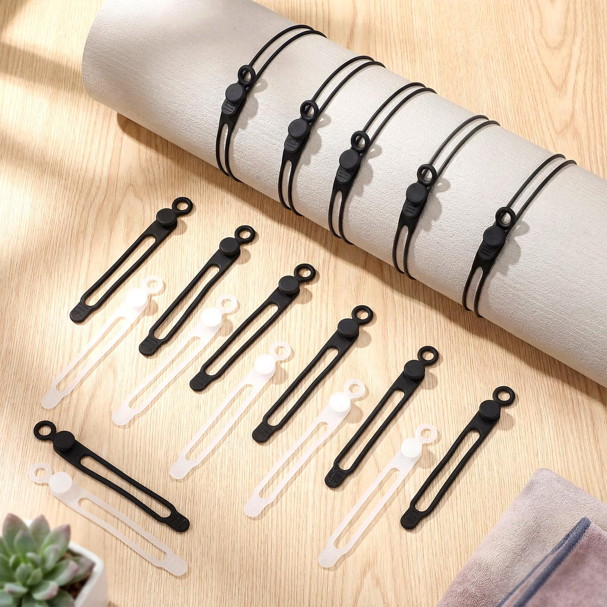 Close-up of soft, flexible silicone material from Nuanchu cable ties