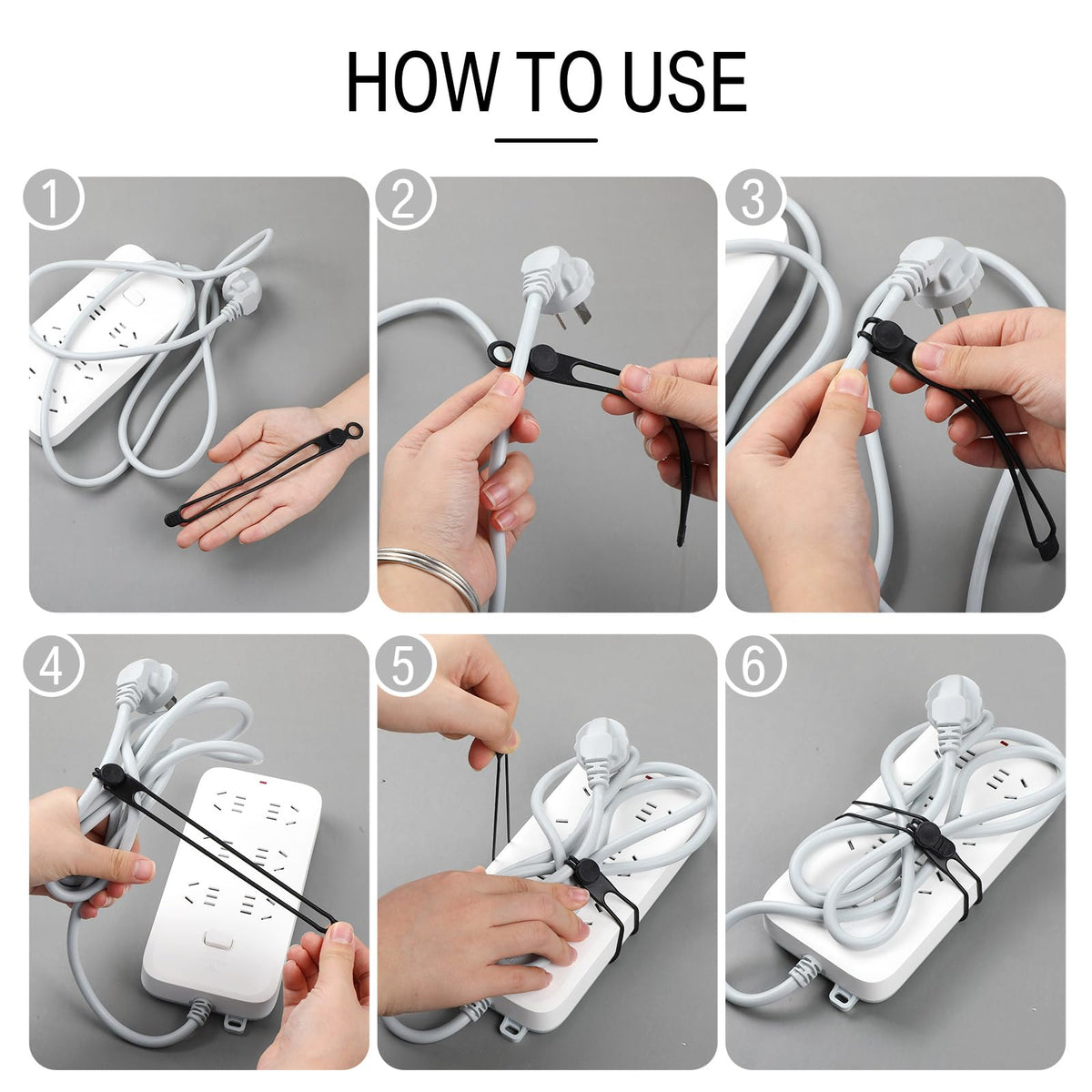 Nuanchu soft flexible silicone ties for durable cord management