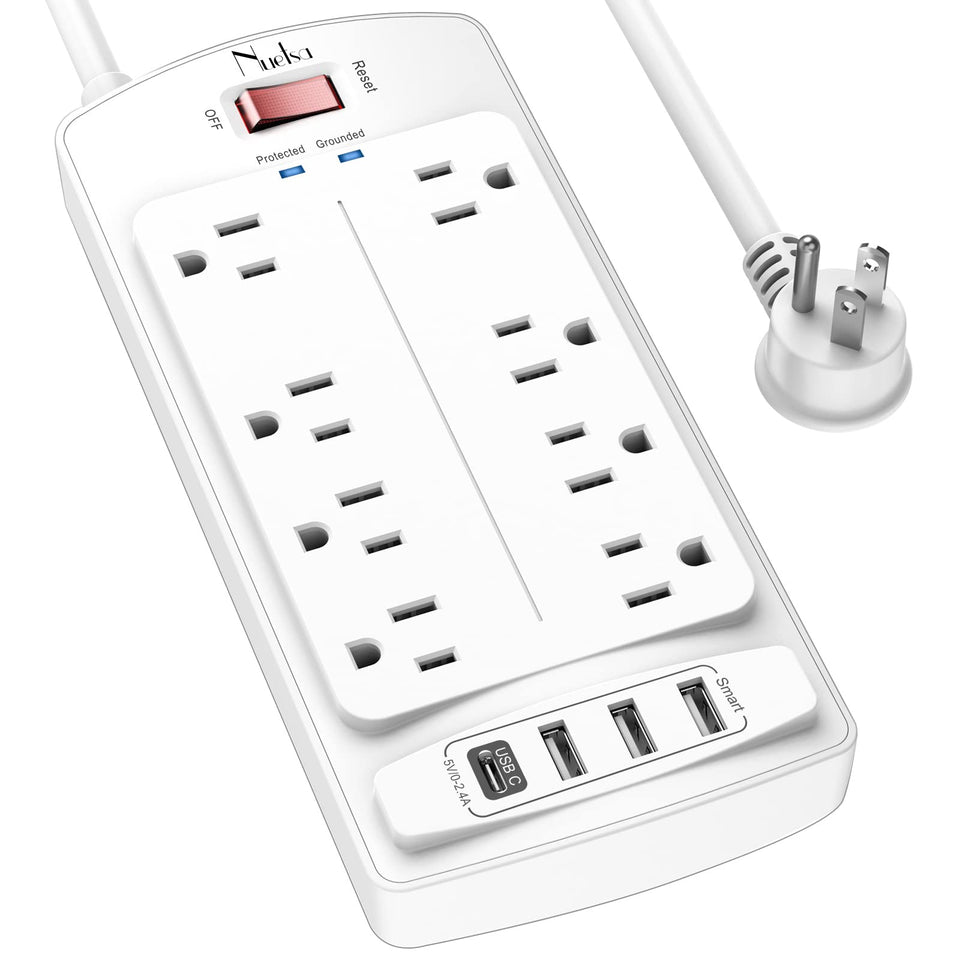 Nuetsa 6ft surge protector with eight outlets for a tidy home office setup.
