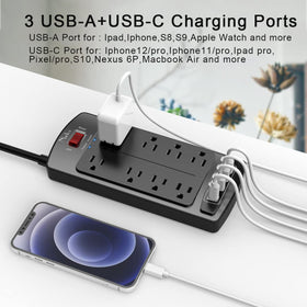 Nuetsa top view of AC outlets, spaced to accommodate bulky adapters