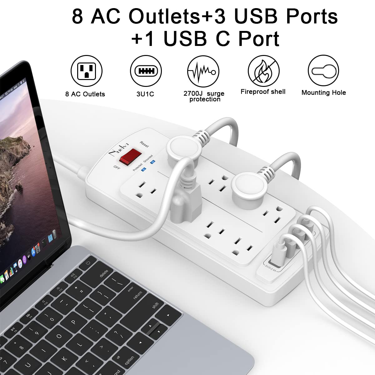Nuetsa USB ports close-up illustrating fast smart charging benefit
