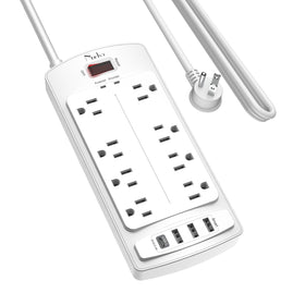Nuetsa front view showing eight outlets and four USB ports for versatile power