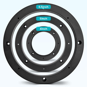 NuIth four-piece set laid out to show complete kit for two or four speaker replacements