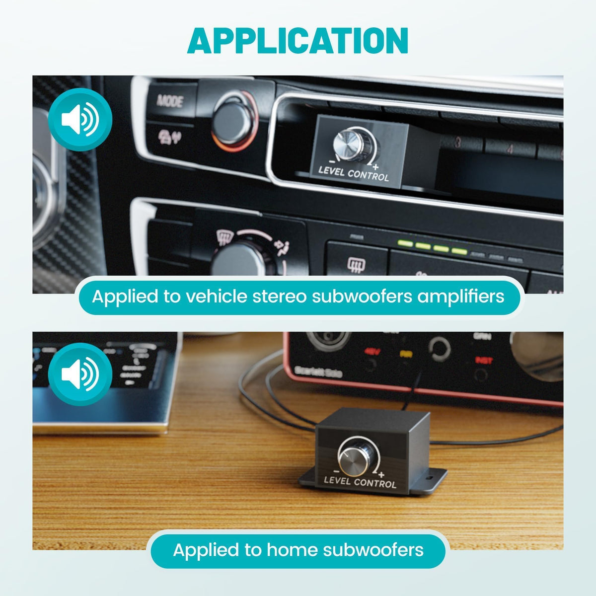 NuIth installed in car console for reachable bass tuning