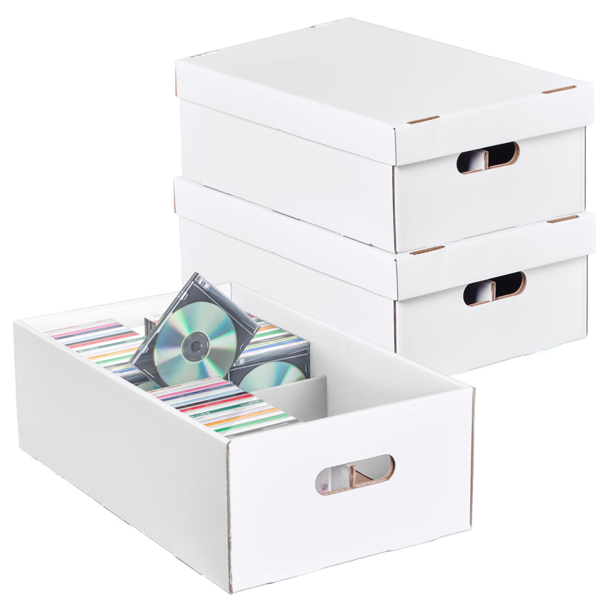 NUMINA front packaging showing three boxed CD organizers and capacity benefit