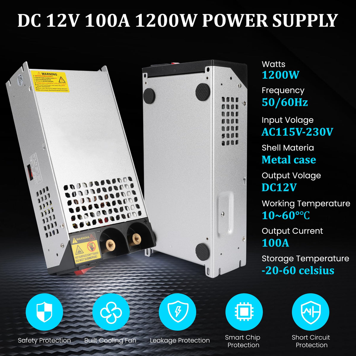 NUOWEIDE 100A 1200W output terminal detail for high current connections