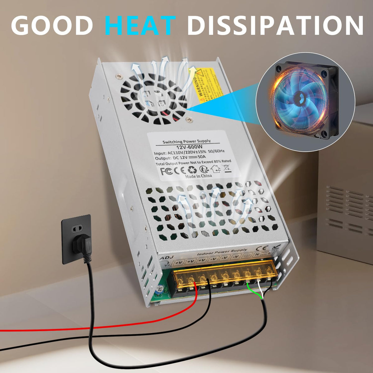 NUOWEIDE 12V power supply multi-output ports for connected devices