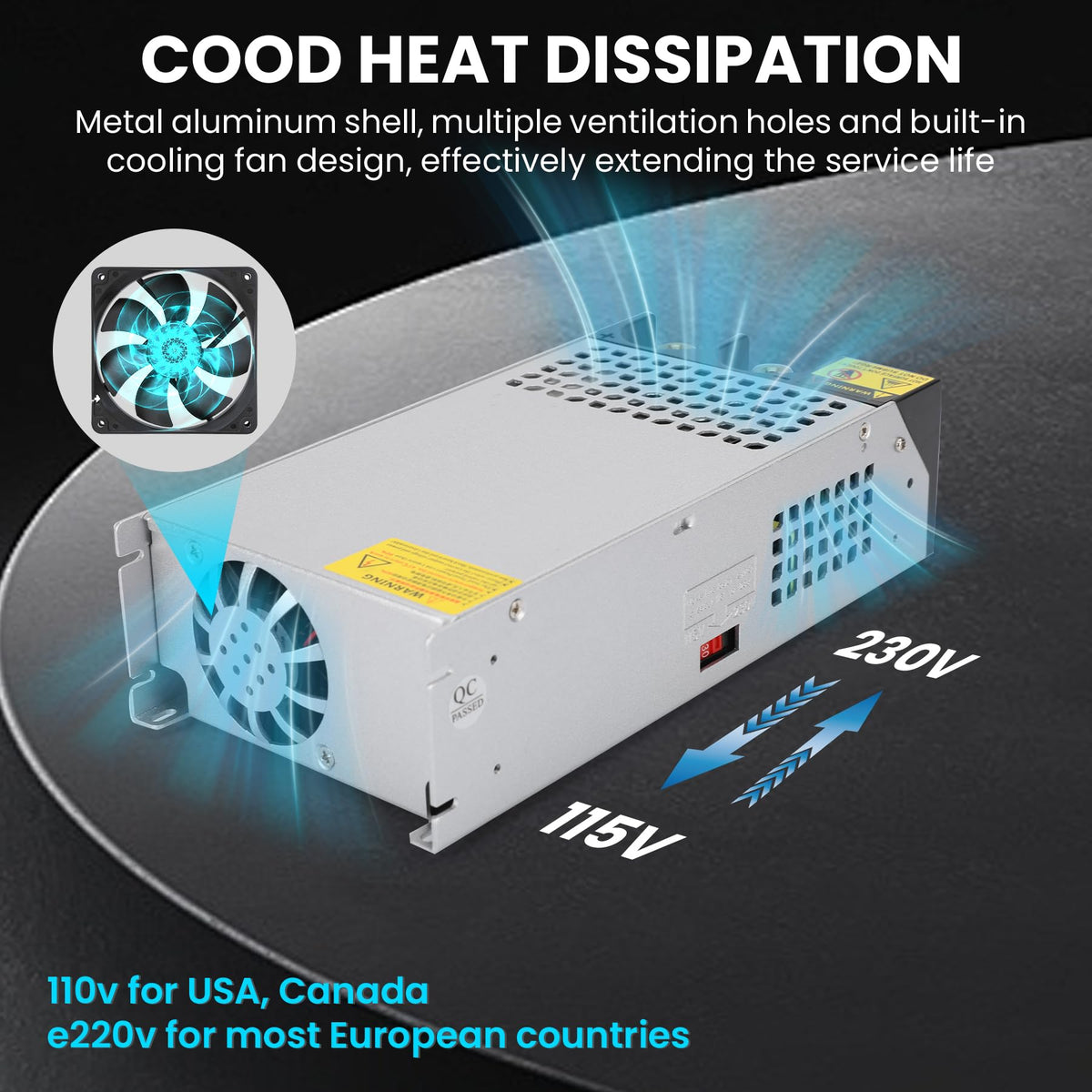 NUOWEIDE cooling fan and porous casing for steady operation
