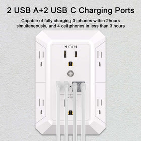 NUOZHI front view of compact wall-mount surge protector