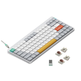 Nuphy Air75 V2 with translucent bottom showcases premium desk aesthetics.