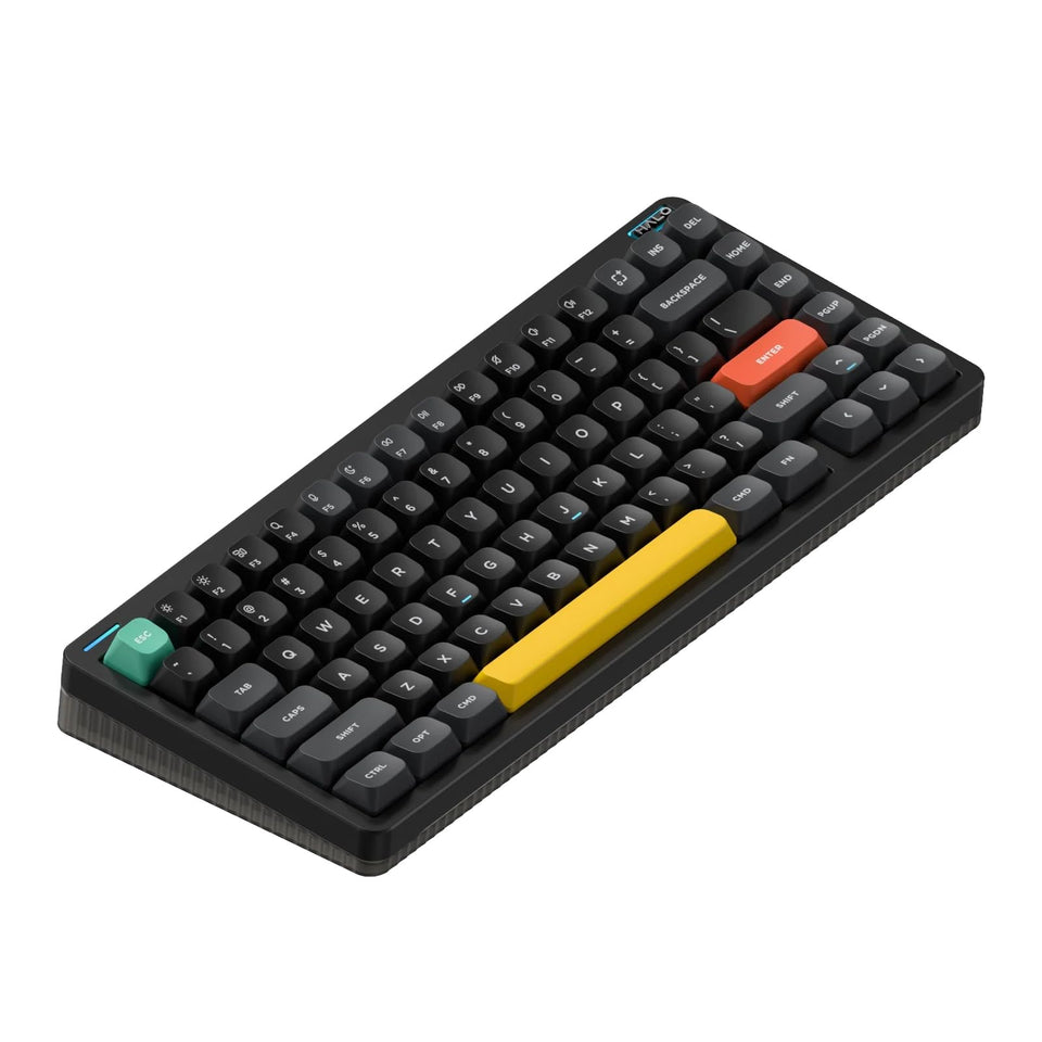 Nuphy Halo75V2 keyboard top view highlights a compact 75% layout for space-saving gaming setups.