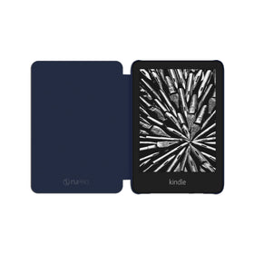 Nupro Kindle bookcover open for reading facilitates one-handed use.