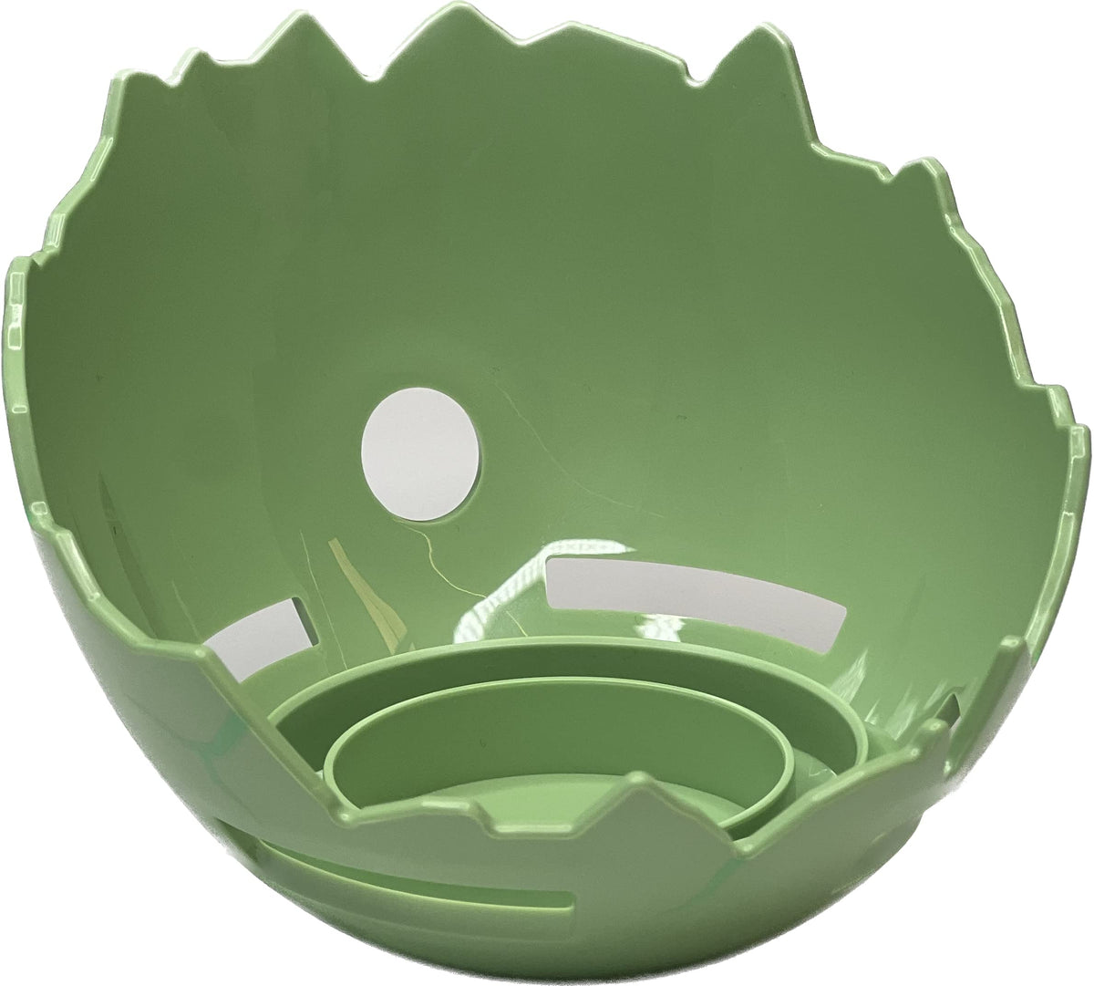 Nupro Dragon Egg Stand for Echo Dot Kids (5th Gen) securely cradles on a desk